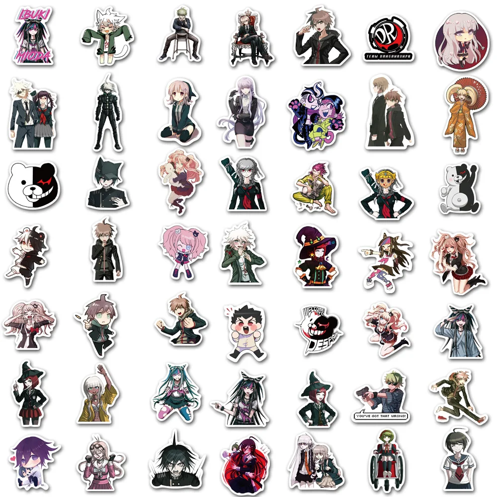 Calcoman&iacute;as de juego Danganronpa para Snowboard, variadas, bricolaje, para equipaje, nevera, guitarra, Graffiti, pegatinas de juguete de chico cl&aacute;sico, 100 Uds.-3