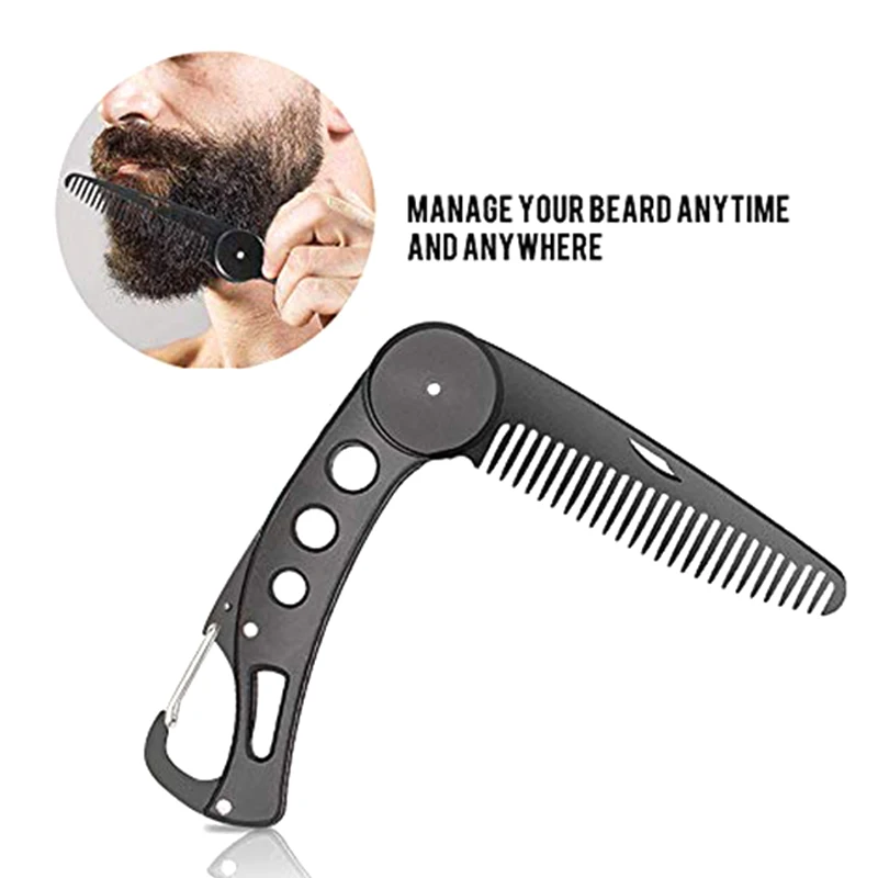 Мужская Борода расчески для усов карман бороды щетка из нержавеющей стали брелок