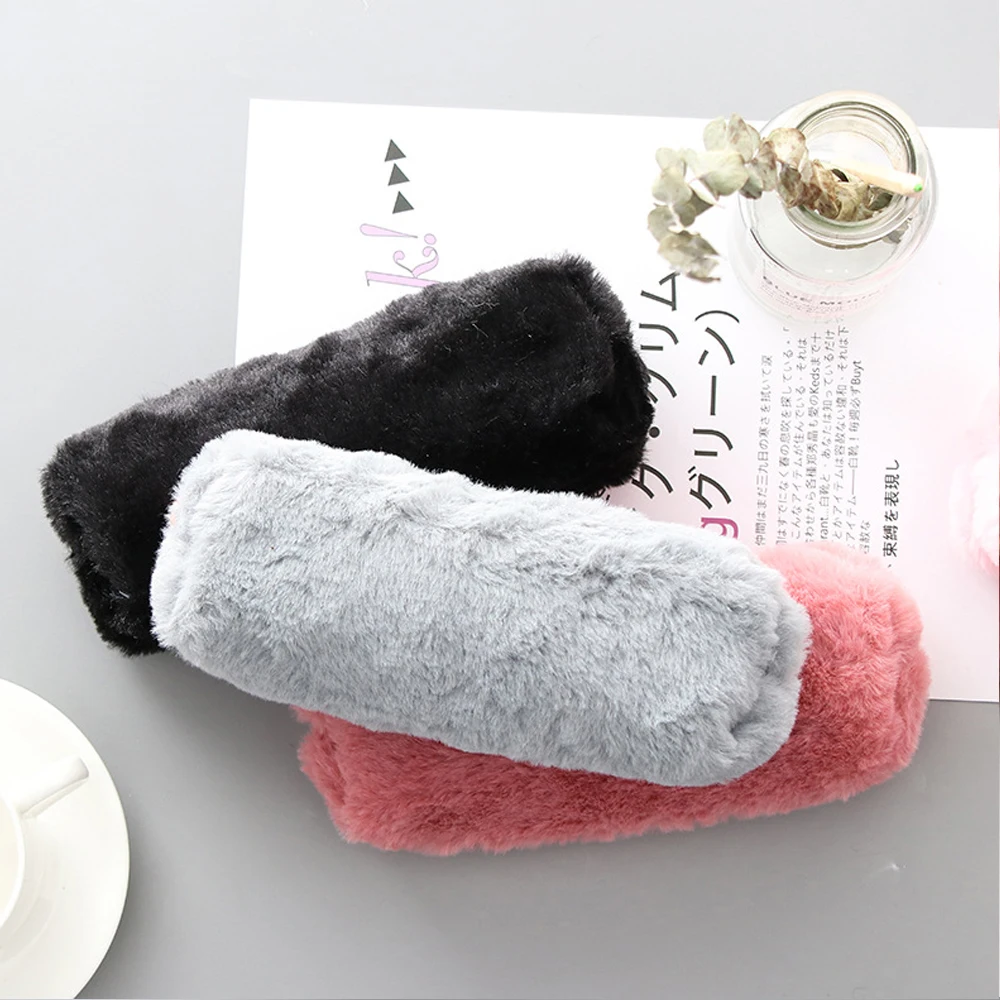 Cute Solid Color Plush Pencil Case For Girls Bag Stationery Pencilcase Kawaii School Supplies | Канцтовары для офиса и дома
