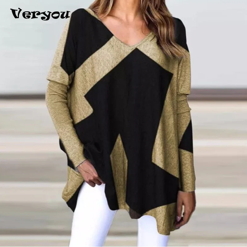 

Женская футболка с длинным рукавом, V-образным вырезом