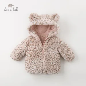 DBM11720 нижнее белье в стиле бренда dave bella, зимнее пуховое пальто для маленьких девочек с рисунком куртка с капюшоном для малышей, стеганая куртка для детей, высокое качество, пальто для детей Детская верхняя одежда с хлопковой подкладкой