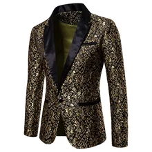 Lucesam – veste Jacquard à revers noir pour homme, Blazer à la mode avec bouton unique  (1)