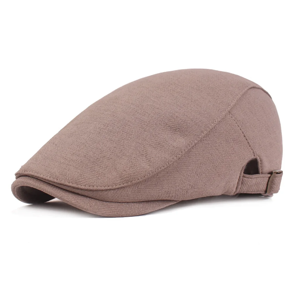 Khaki Мужские хлопковые однотонные Гольф берет газетчика плоская шляпа шапки для вождения на открытом воздухе шапки - Цвет: Khaki