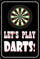 lets play darts tin sign metal poster home outdoor indoor decoration retro vintage mural dimensions 20x30 cm