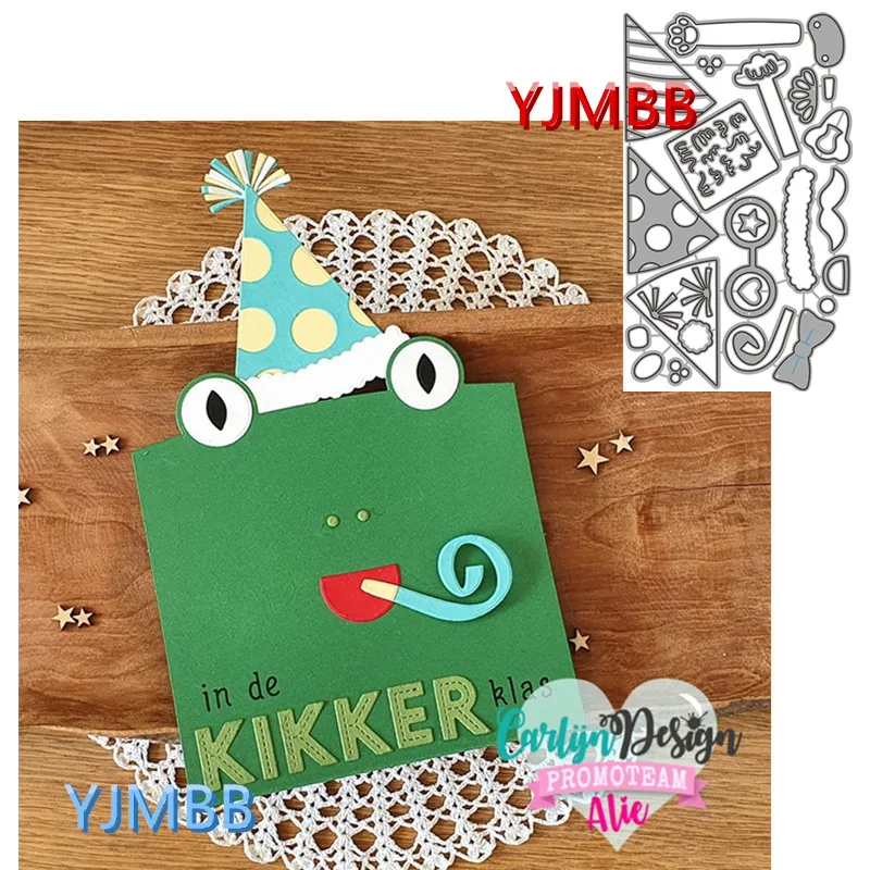 

YJMBB New Cute Animal Cocked Hat Mustache Glasses Metal Cutting Dies Scrapbook Album Paper DIY Card Craft Embossing Die Cutting