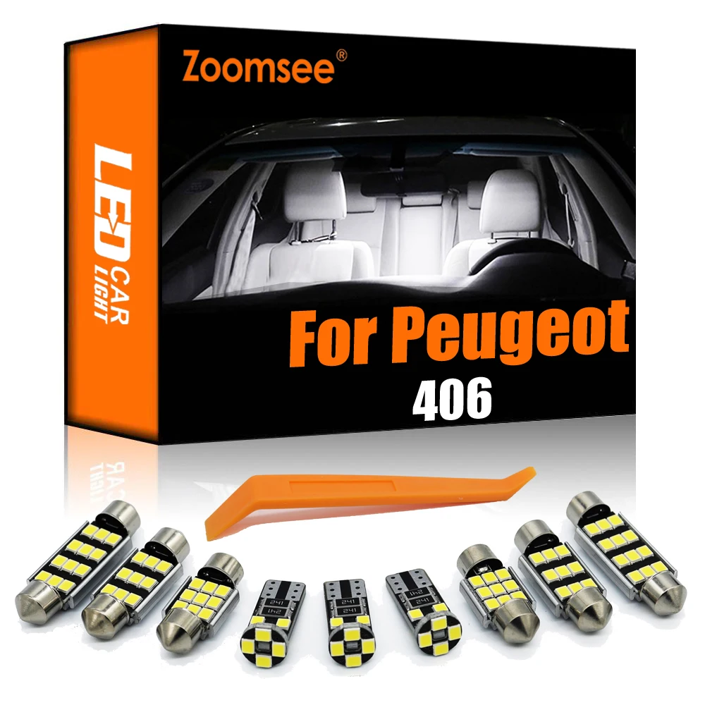 

Zoomsee 10Pcs Interior LED For Peugeot 406 1995-2005 Canbus Vehicle Bulb Indoor Dome Map Reading Error Free Light Auto Lamp Kit