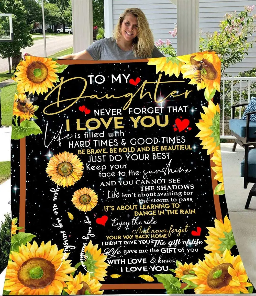 

Throw Blanket - to my daughter blanket Fleece Throw Blanket,Super Soft Ultra-Soft Micro Fleece Blanket for Bedroom SOFE Couch