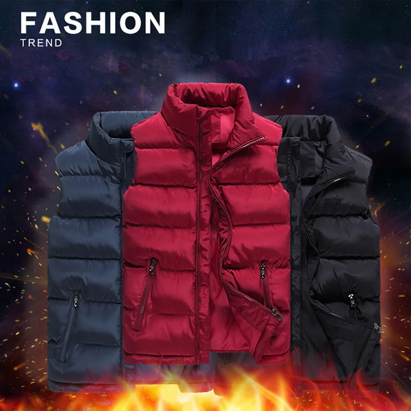 Large Size Men's Down Parkas Cotton ClothingNew Casual Warm Outdoor Vest Autumn And Winter Coats |