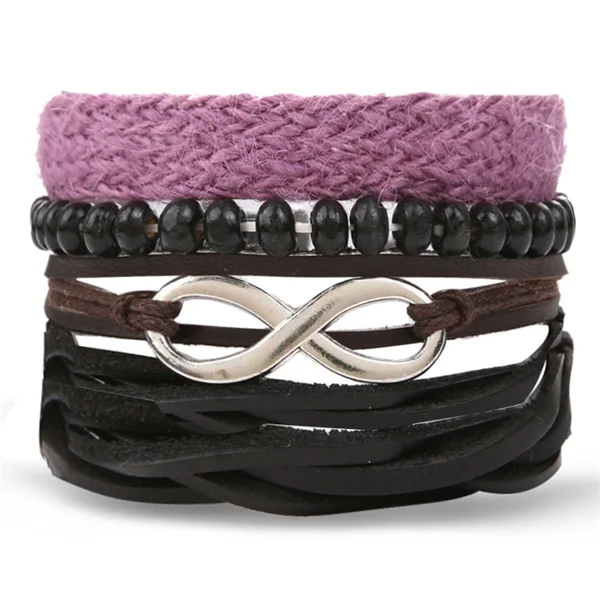IFMIA богемные деревянные плетеные браслеты ручной работы, браслеты Pulsera для мужчин, винтажный многослойный синий кожаный браслет с бусинами, браслеты - Окраска металла: IF11000219