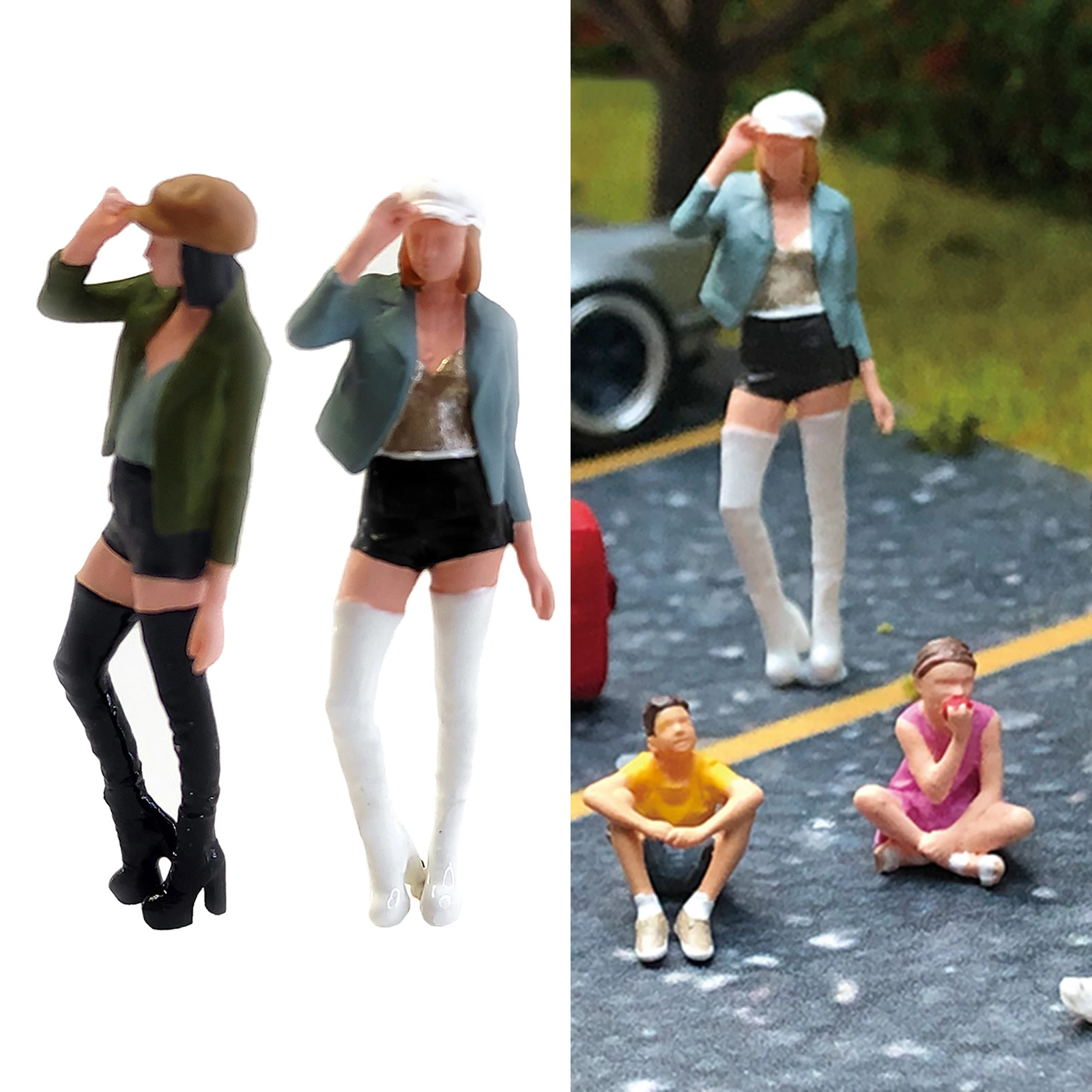 

Resin 1:64 Scale Diorama Figures Model Mini Street Decor, People Character Model for Diorama Layout DIY Decor