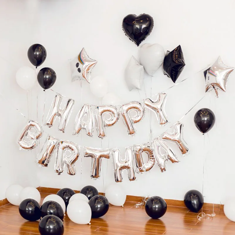Алюминиевые Воздушные шары в форме сердца черно белые серебристые простые