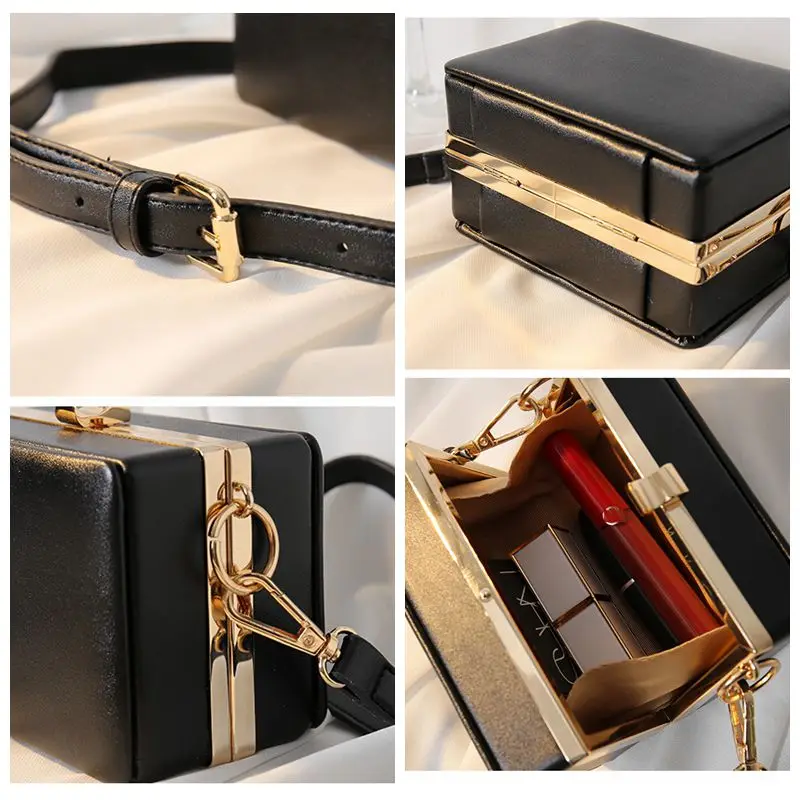 

Luxury Thick Metal Chain Totes Women Shoulder Bag Bike Wallet Mini Bag Coin Purse Fashion Box Shape Crossbody Bags For Women New