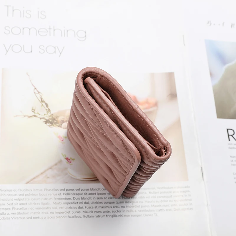 chsanato new fashion women wallets brand designer short wallet purse sheepskin ruffles card holders hasp coin purses hot free global shipping