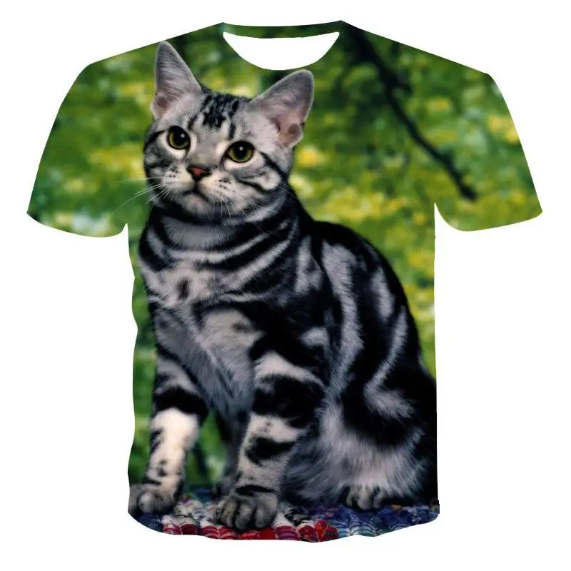 

2020 New Hot Sale Summer Top 3d Printed Cat Series Short Sleeve T -Shirt Factory Direct Sales