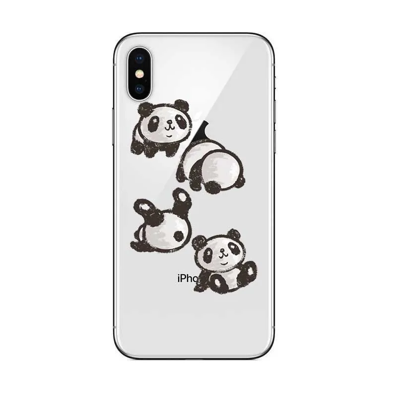 Милый чехол для телефона с рисунком панды iPhone 6 6s Plus 7 8 чехлы сердечками X 5 5S SE