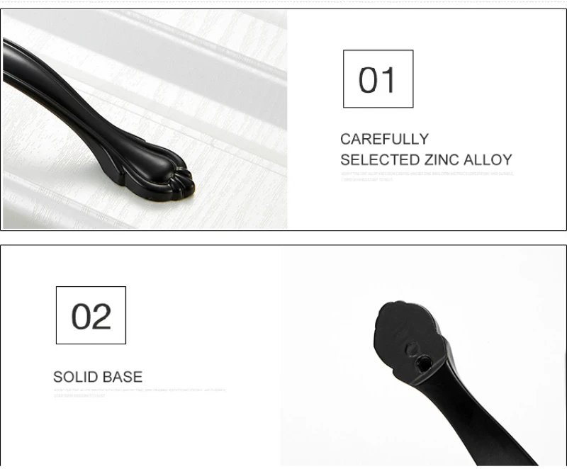 Черные ручки для шкафа в американском стиле твердые из алюминиевого сплава