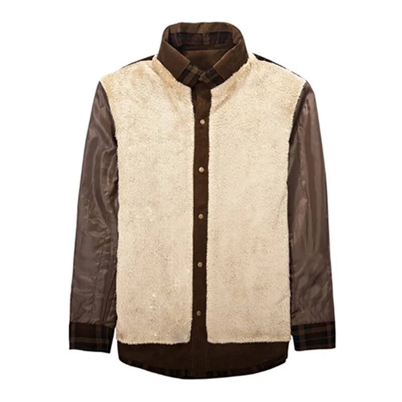 Новые мужские зимние куртки с хлопковым верхом рубашка длинными рукавами Теплая