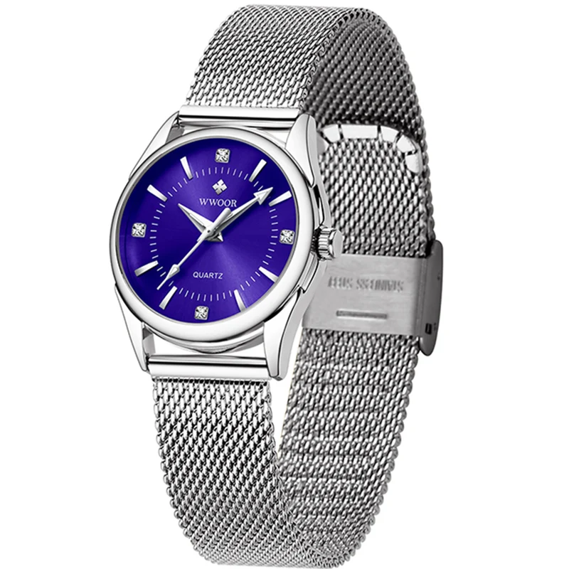 

WWOOR Women Watches Top Brand Luxury Casual Dress Diamond Quartz Watches Mesh Belt Waterproof Ladies Gift Wristwatch Reloj Mujer