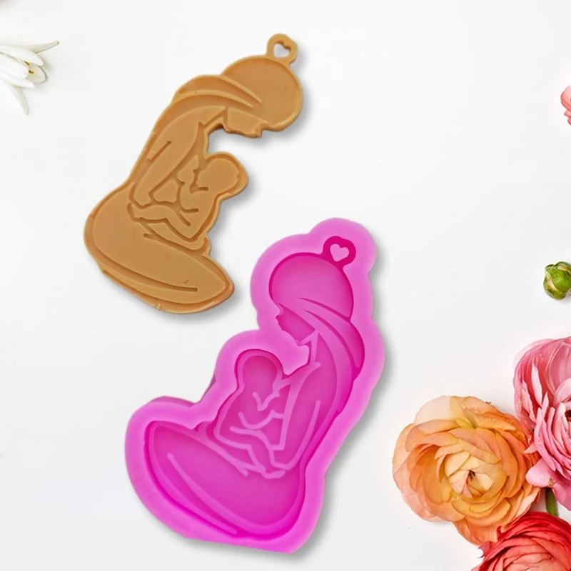 

DIY Crafts Epoxy Resin Mold Glossy Breastfeeding Mother Keychain Silicone Mould 95AB