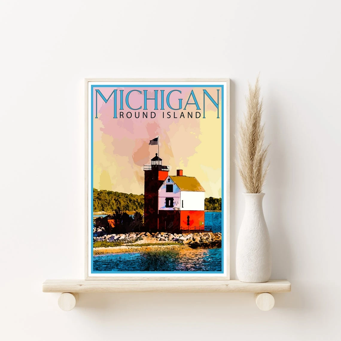 Постер для путешествий из Мичигана винтажный принт Декор маяк настенное