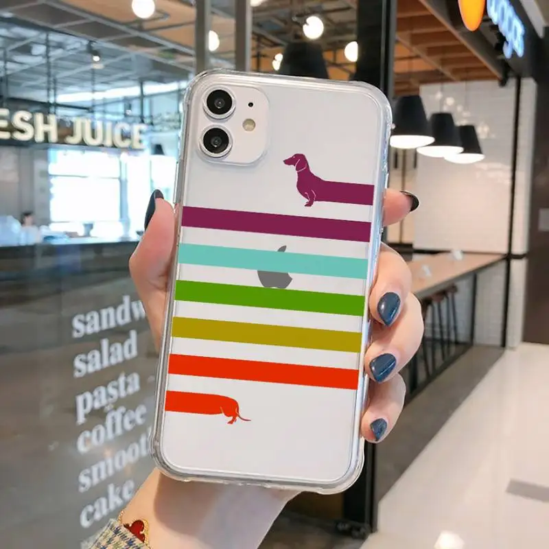 

Dachshund dog cute cartoon Phone Case Transparent for iPhone 11 12 mini pro XS MAX 8 7 6 6S Plus X 5S SE 2020 XR