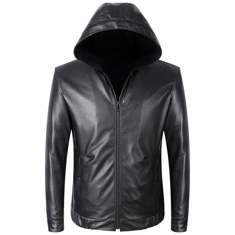 

Куртка мужская из натуральной овечьей кожи, с капюшоном и мехом