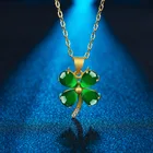 Натуральный зеленый нефритовый клевер кулон ожерелье 925 серебро модные ювелирные изделия халцедон амулет подарки