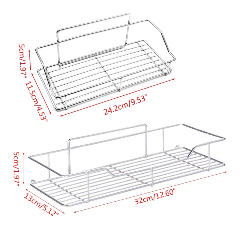 

Stainless Steel Shower Organizer Basket Bathroom Shelf Wall Mounted Storage Rack with Suction Cup