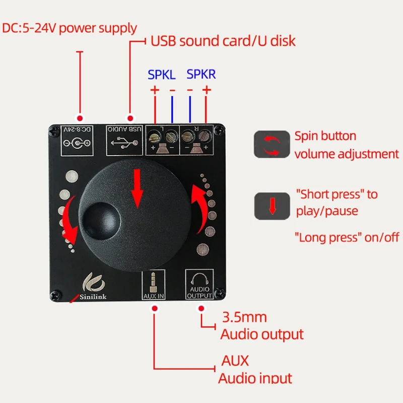 XY AP50L Mini Bluetooth 5 0 50 Вт + беспроводной цифровой усилитель o мощности стерео 3 мм AUX USB