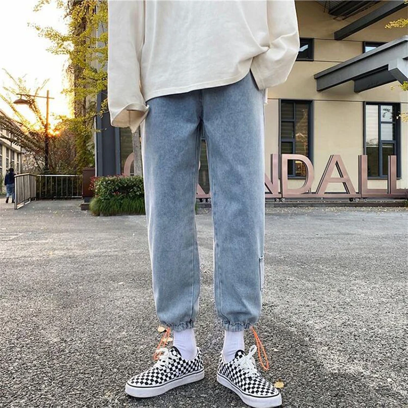 

Прямые джинсы, мужские брюки, свободные леггинсы в гонконгском стиле, корейские модные повседневные брюки