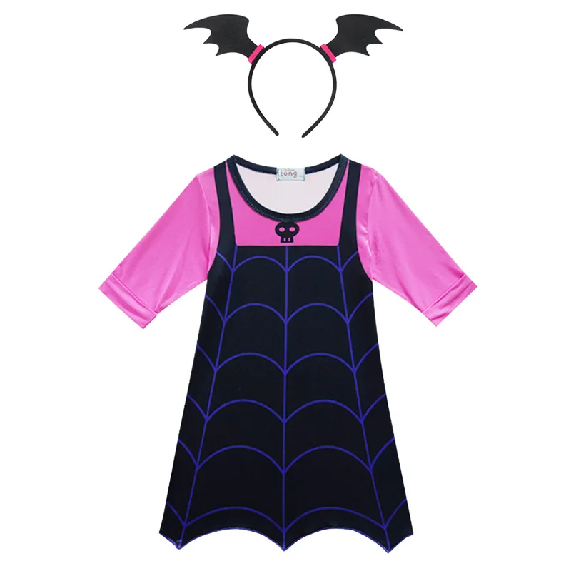 H-2 Vampirina/платье для девочек на Хэллоуин; Детский карнавальный Рождественский костюм вампира; детская одежда для дня рождения; летняя одежда; аксессуары - Цвет: H-2