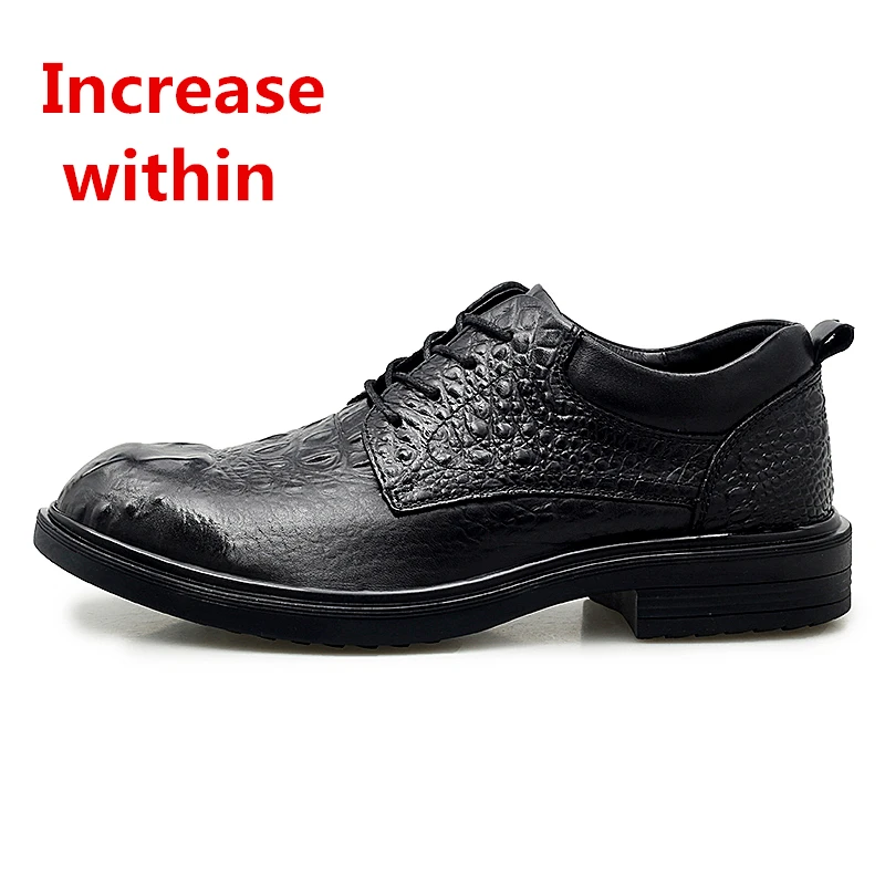 black Increase9520 2 Новые мужские деловые кожаные туфли мужские кожаные туфли высокого качества ручной работы модные повседневные Свадебные модельные туфли для торжеств размер 37-49 - Цвет: black Increase9520 2