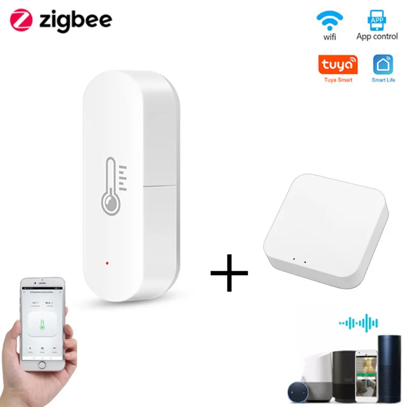

Датчик температуры и влажности в помещении с ZigBee беспроводной термометр гигрометр термометр концентратор Поддержка Alexa Google Assistant