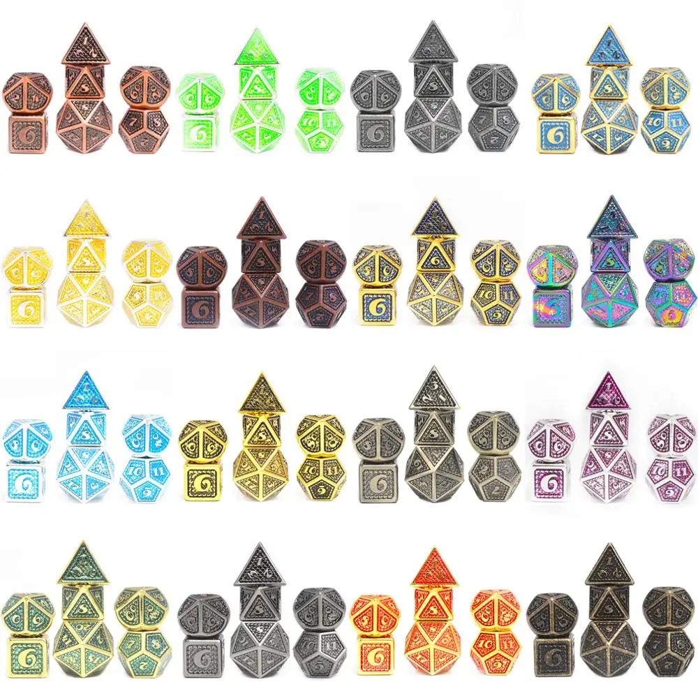 CHENGSHUO DND Набор кубиков Новый Dragon dice радужные металлические кубики из цинкового