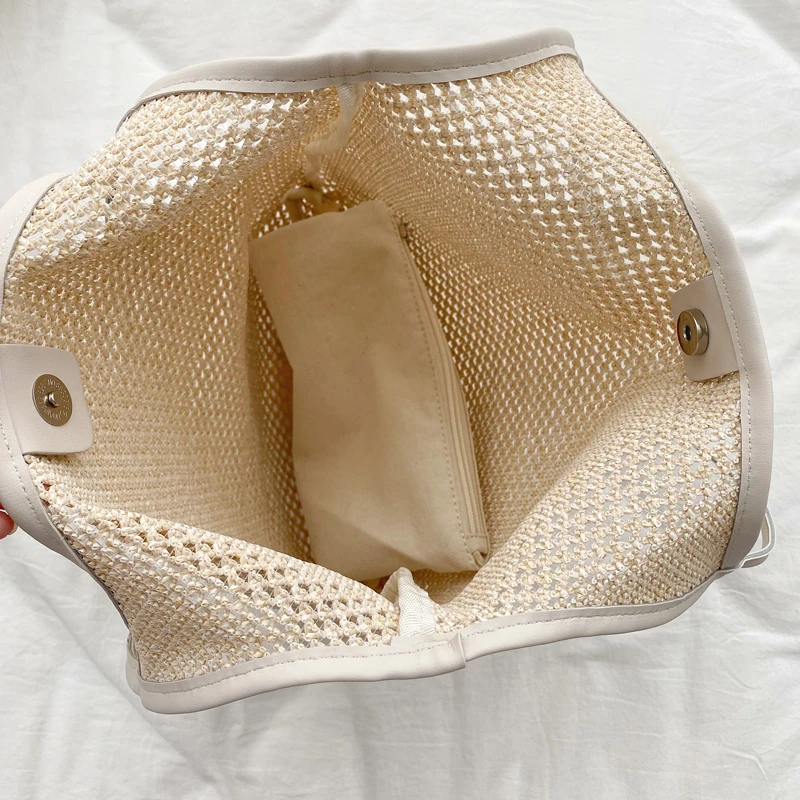 

Straw Bag for Women 2021 New Summer Lady Large Capacity Composite Shoulder Bag Female Casual Tote Beach Woven Bag Travel Handbag