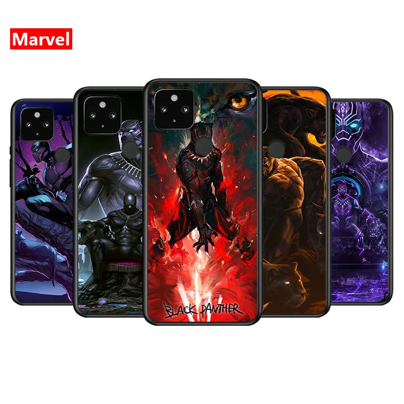 

Marvel Super Hero Avengers Black Panther For Google Pixel 5 4A 5G 4 XL Soft Shell TPU Silicone Black Cover Phone Case