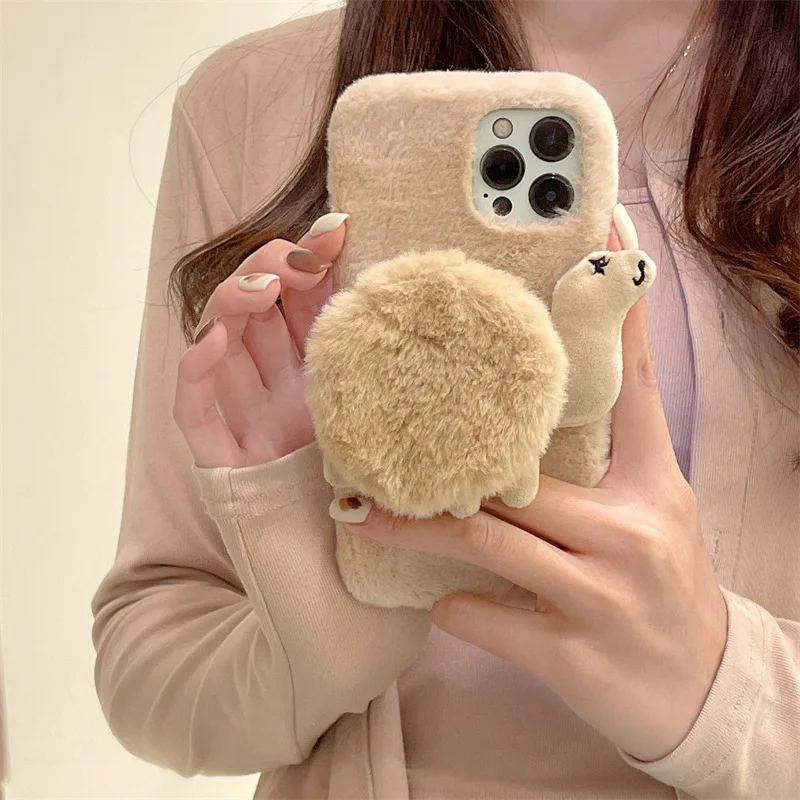 

Плюшевый осенне-зимний чехол для Apple 13promax мобильный телефон, 12 мультяшных 8p кроличий мех верблюд x a нового поколения