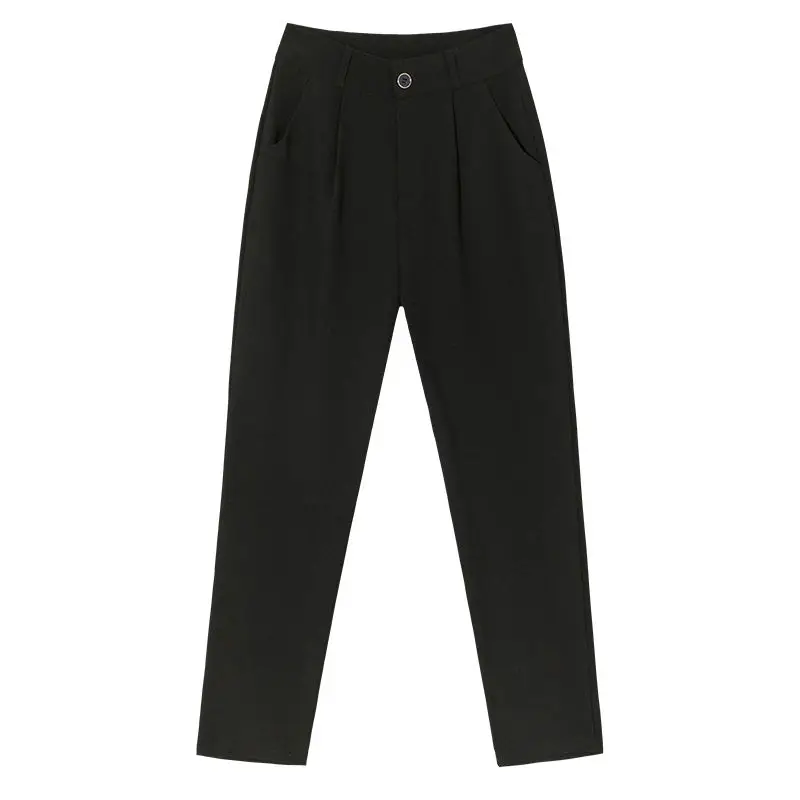 

2021 New Spring Summer Women Solid Suit Pants Fashion Office Lady High Waist Harem Pant Female Casual Ankle Length Trousers L329