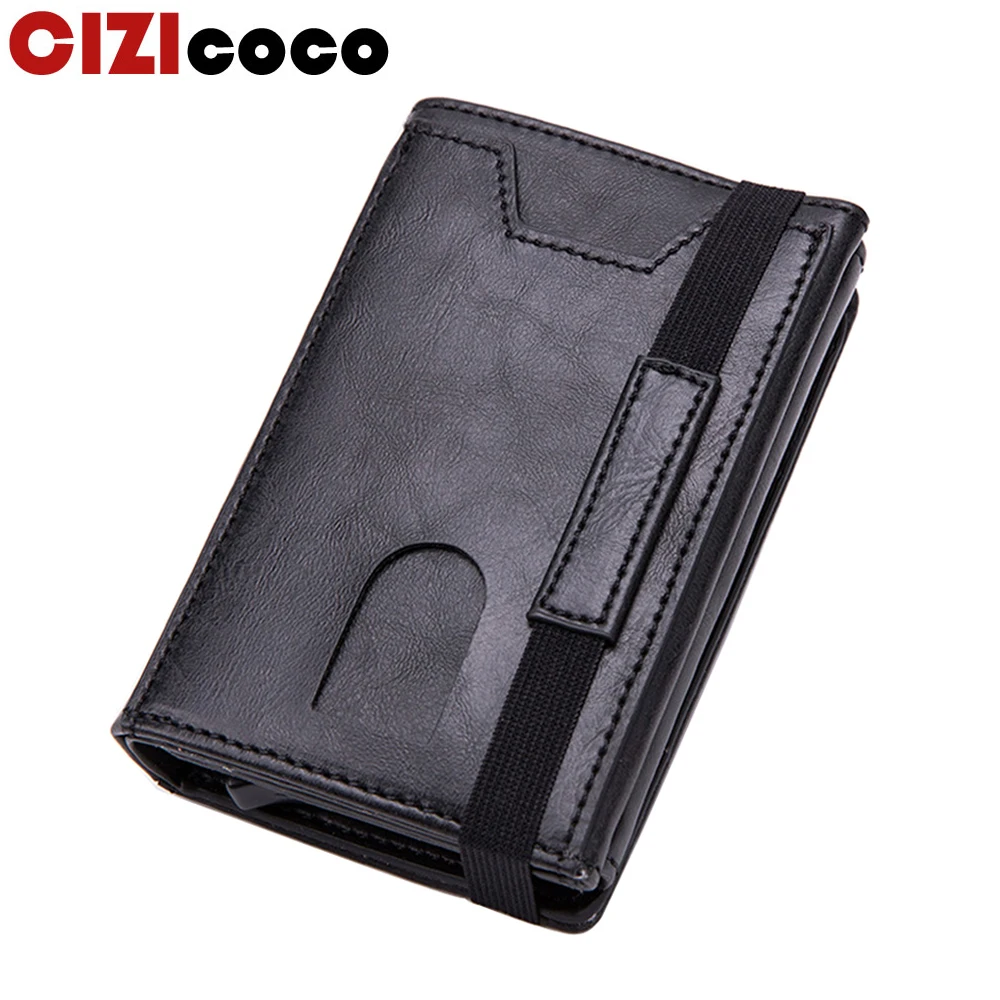 Cizicoco Rfid Men Wallets Classic Card Holder Walet Male Purse Money Wallet Zipper Big Brand Luxury Black Leather Men Wallet images - 1