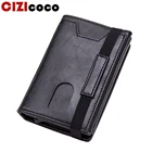 Мужской кошелек на молнии Cizicoco, классический кошелек с Rfid-защитой, черный кожаный кошелек для мужчин