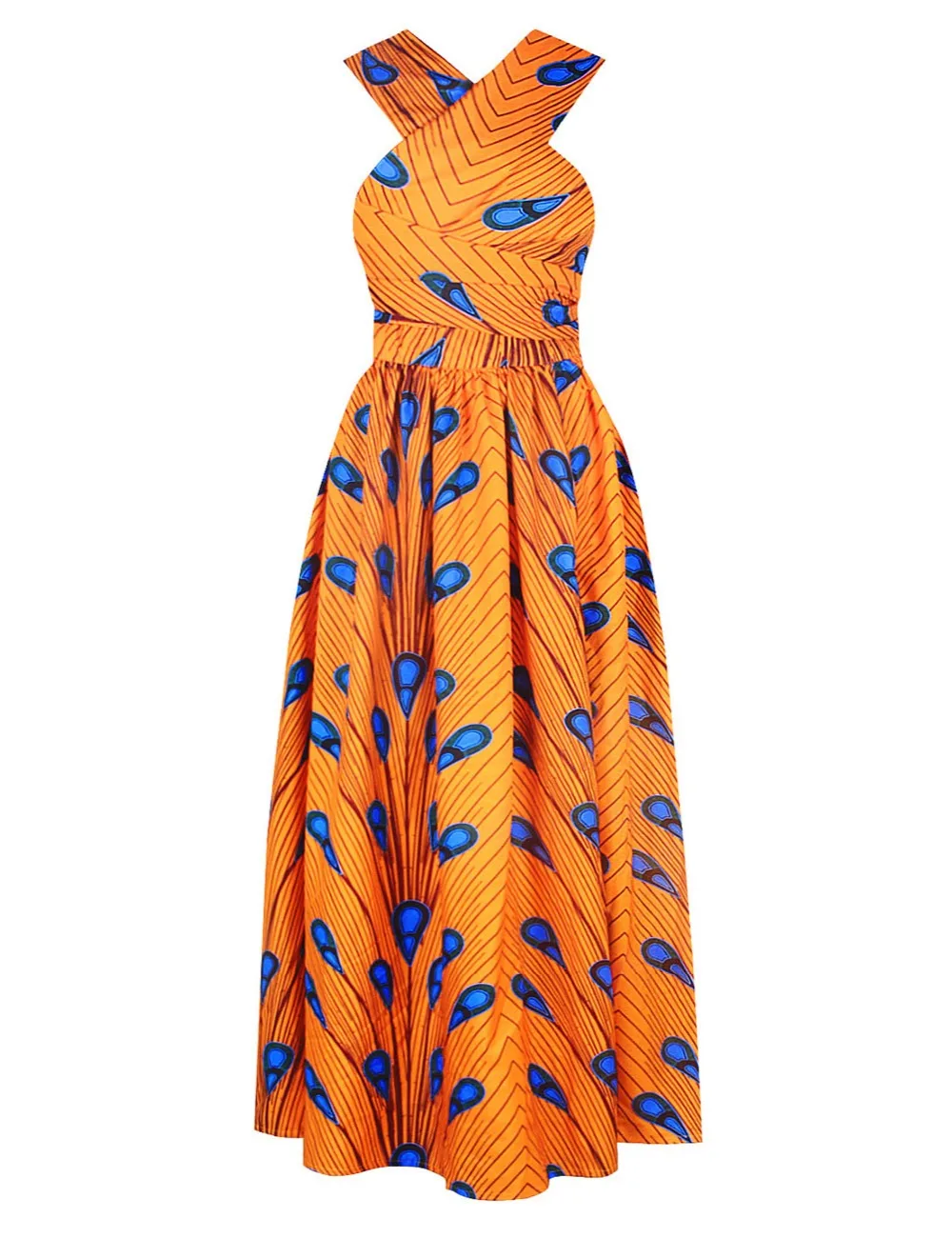 Fadzeco Summer African Dresses for Women New Fashion Robe Dashiki Dress Ethnic Print Backless Sexy African Dress