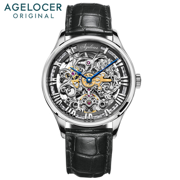 AGELOCER Original Brand Men Automatic Mechanical Watch Skeleton Military Relogio Male Montre Men Watches Relojes Hombre