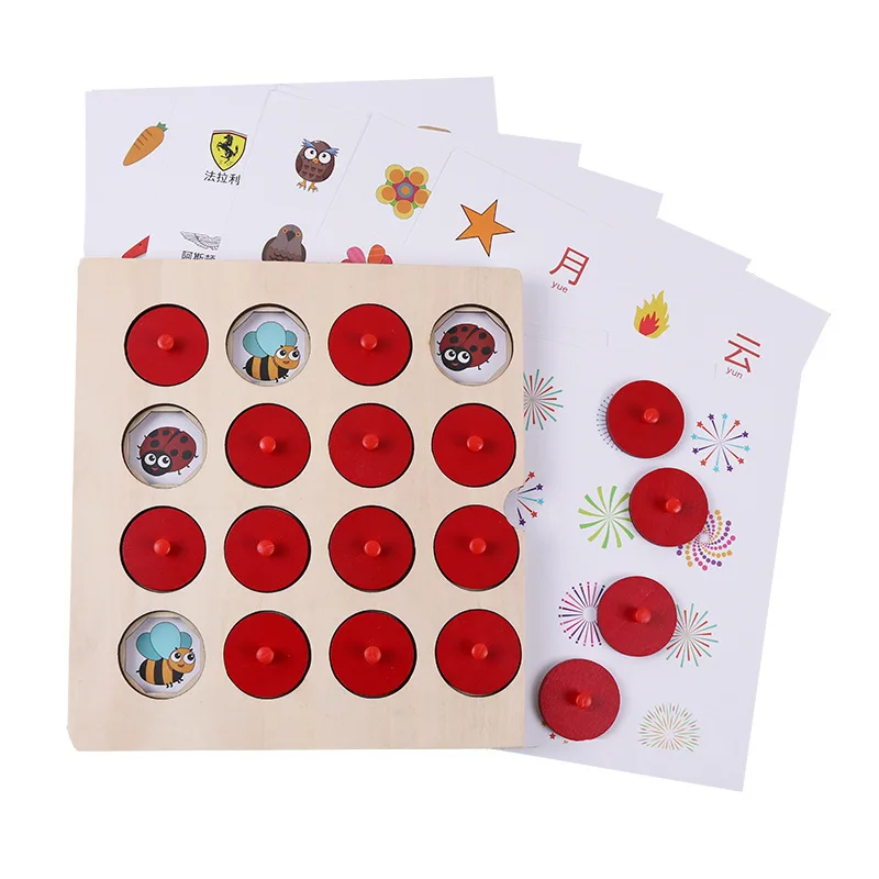 

New Montessori Memory Match Chess Game 3D Puzzles Wooden Early Educational Family Party Casual Interaction Game Toy For Children