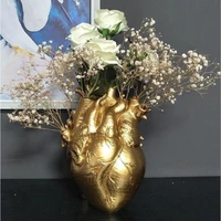 25cm resin anatomical heart shape flower vase nordic simulation heart shape planter pot body art sculpture vases desk home decor
