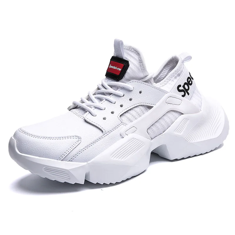 White B BomKinta/Мужская обувь для папы на толстой подошве; Цвет черный, белый, красный; дышащие удобные кроссовки на платформе; мужские кроссовки размера плюс 46 - Цвет: White B