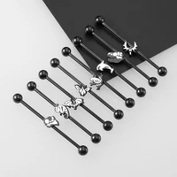 1pc 38mm industrial piercing bar 2021 punk animal industrial barbell earring 14g stainless steel cartilage body piercing jewelry