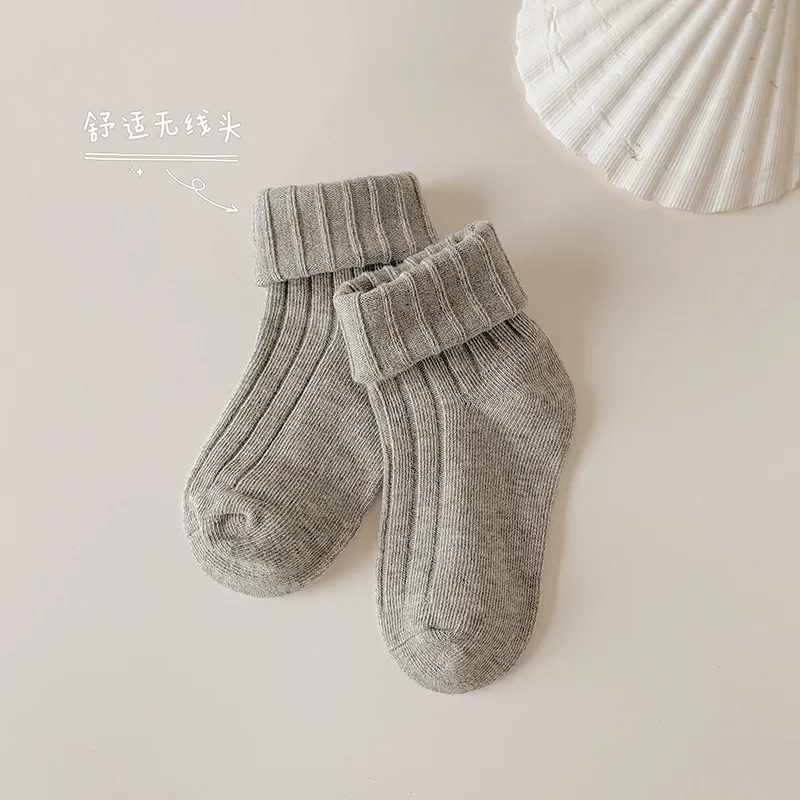 Calcetines de algod&oacute;n para ni&ntilde;os y ni&ntilde;as, medias de Color s&oacute;lido, estudiantes coreanos, 3 pares-5