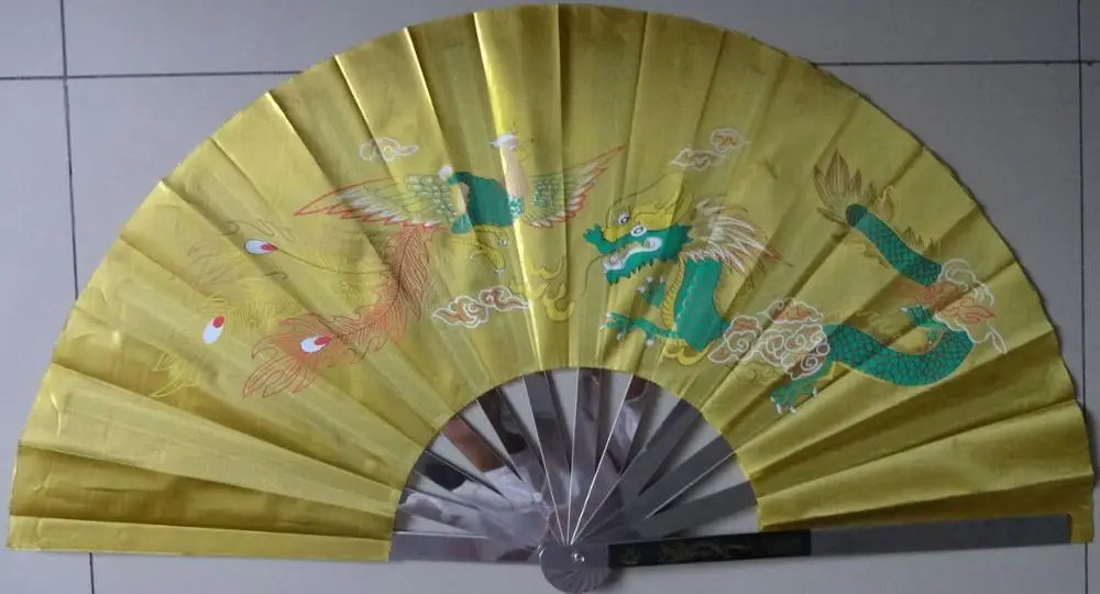 Высококачественный толстый двухсторонний веер для тренировок tai chi пион из