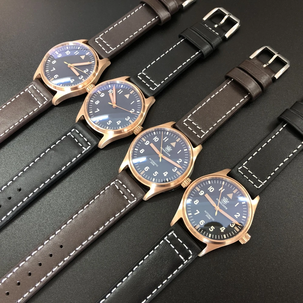 SD1948S NH35 Бронзовые часы для дайвинга 200м Водостойкий Steeldive кожаный ремешок для мужчин автоматические наручные часы для мужчин Мужчины
