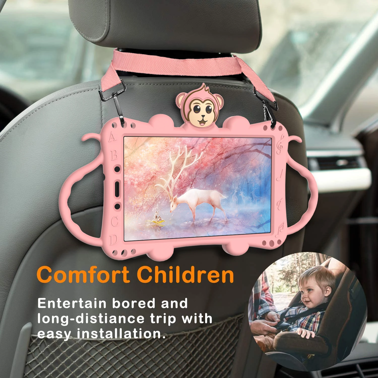 

Мультяшный силиконовый чехол для Samsung T290, T295, T510, T515, T307, T307U, T500, T505, Детский защитный чехол-подставка с плечевым ремнем